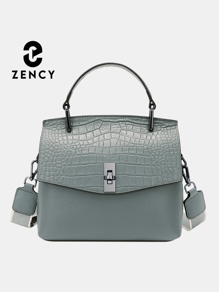 Zency Genuine Leather Women\'s Handbag Stone Vintage Tote Bag Luxury Brand Female Crossbody Spring Fashion Lady Shoulder Satchel