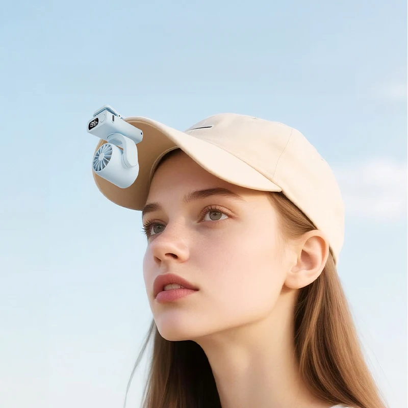 Mini Clip Fan USB Rechargeable Portable Foldable Personal Cooling Fan with Digital Display for Hat Umbrella Outdoor Travel