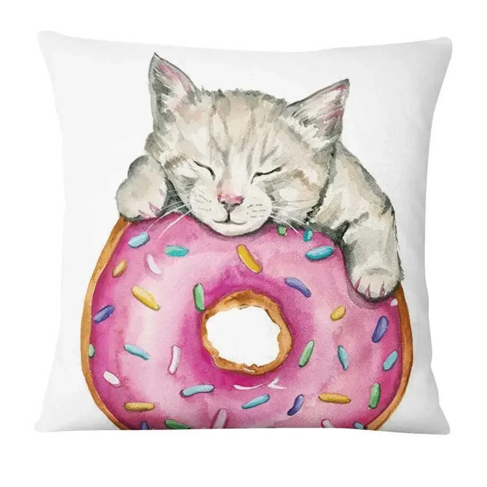 Luxury Home Decor Pillowcase Living Room Sofa Cushion Cover Simple Cat Cute Print Pattern Cushion Cover