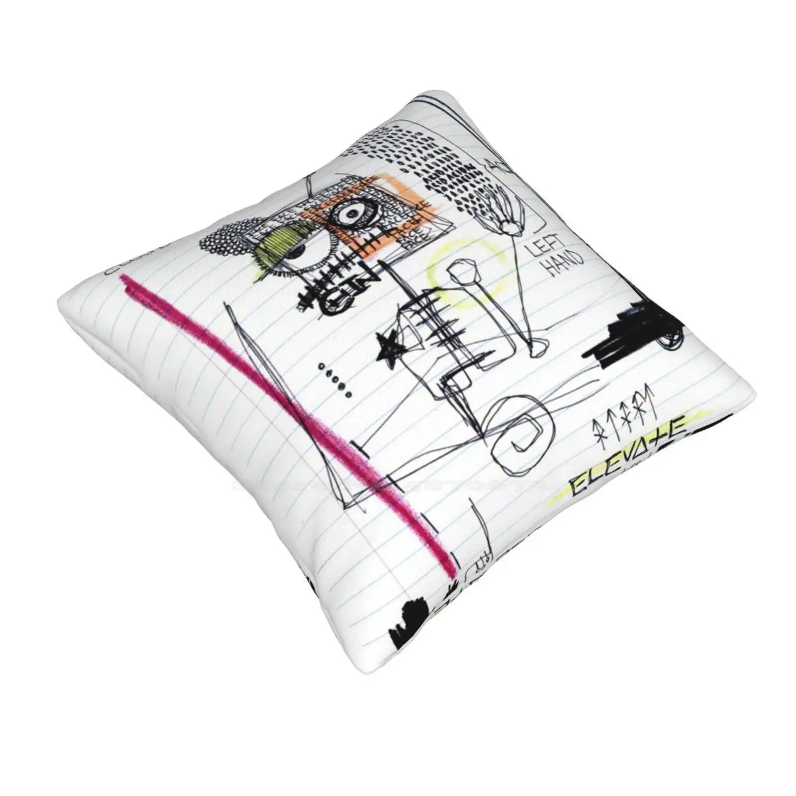 Weather System Throw Cushion Pillow Cover Weather System Doodles Sharpie Robot Acid Rain Cloud Sky Face Mijumiart Abstract Art