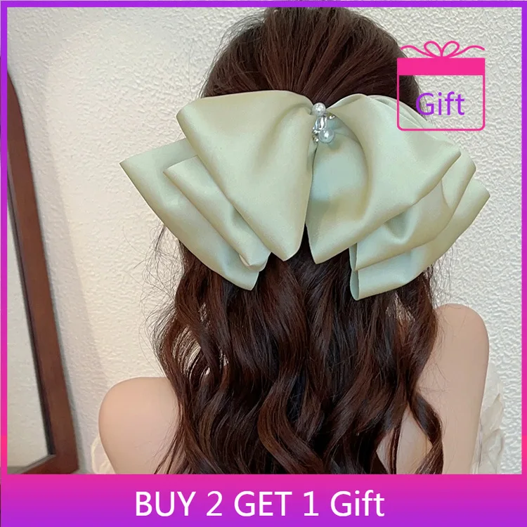 

Универсальный пружинный зажим с жемчужным бантом для полупариков, аксессуар для волос в корейском стиле для женщин, элегантный элегантный день и ночь