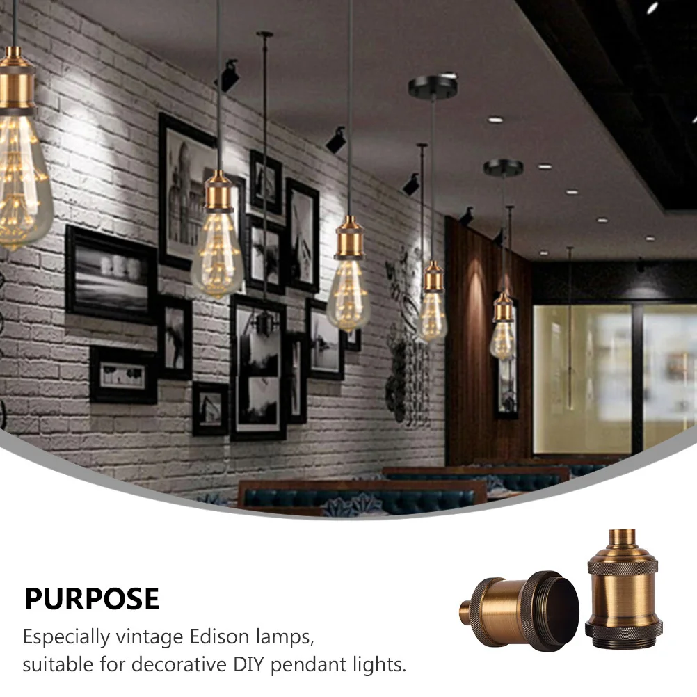 

2pcs E27 Screw Light Socket Vintage Lamp Holder Retro Pendant Bulb Socket Adapter For Diy Edison Lamp Decor Lighting Fixture
