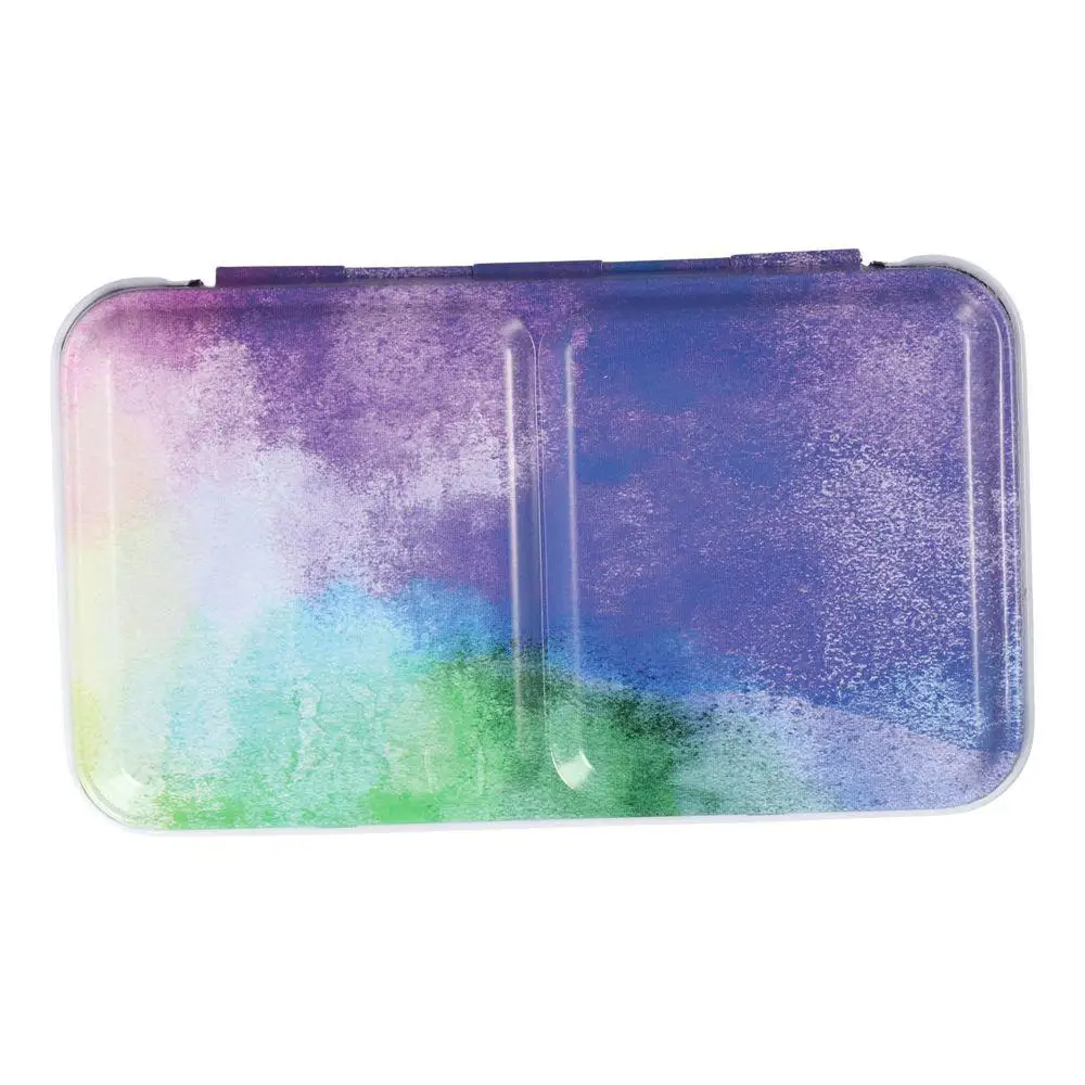 Iron Empty Watercolor Palette Tray Palette Kit Metal Plastic Paint Case Purple Green Plein Air Painting DIY Painting