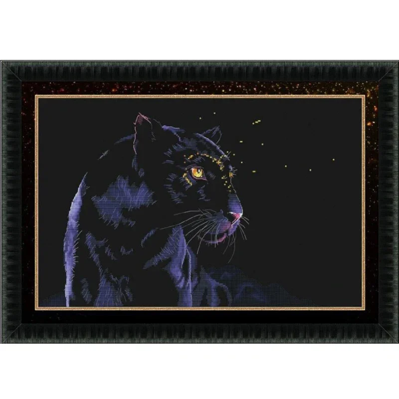 Amishop Top Quality Hotsell Lovely Counted Cross Stitch Kit Black Leopard Panther In The Dark