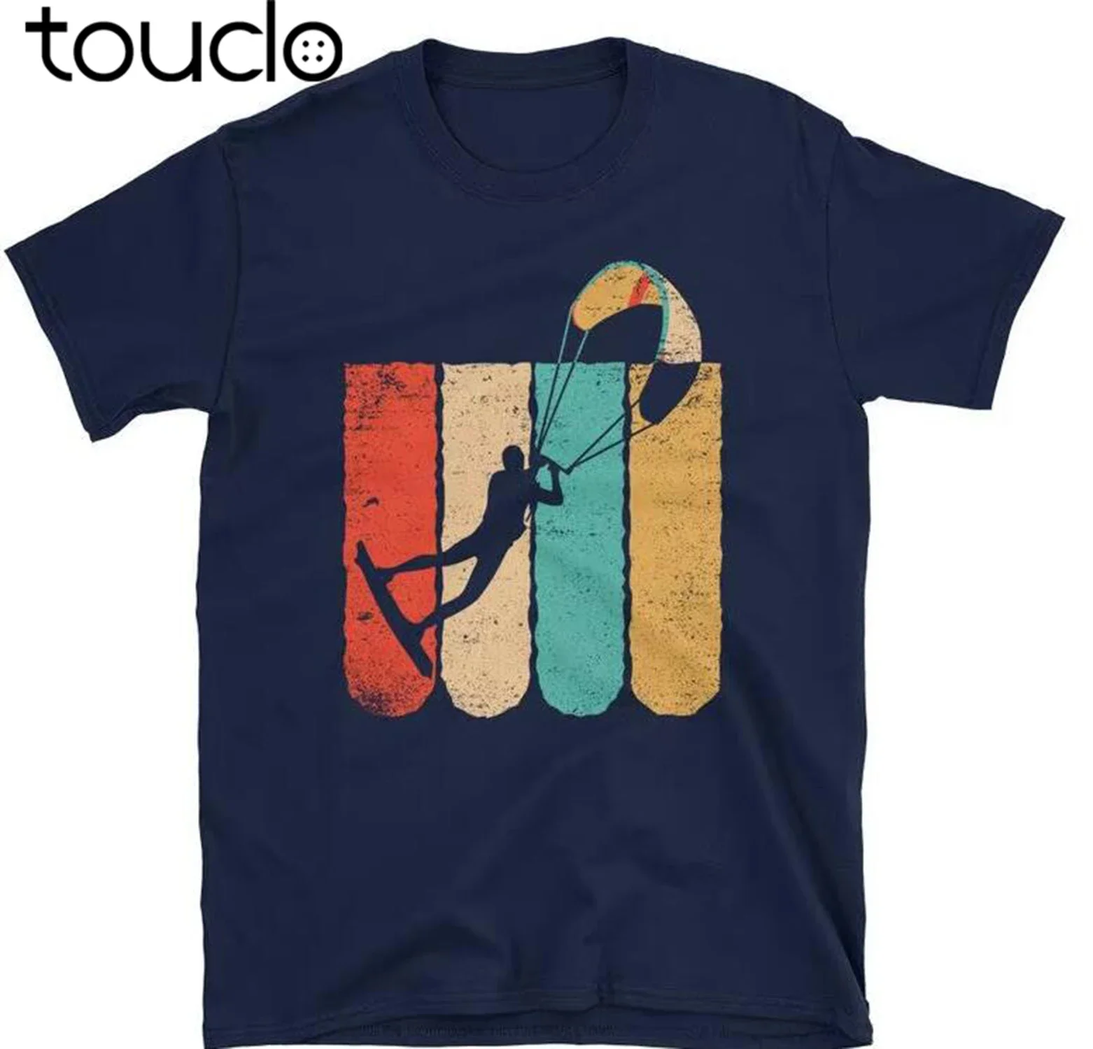 Kite Surfing Shirt, Vintage Retro Kite Surfer Men'S Shirt Summer Surfing 100% Cotton Summer Men Tops Funny Print T Shirt