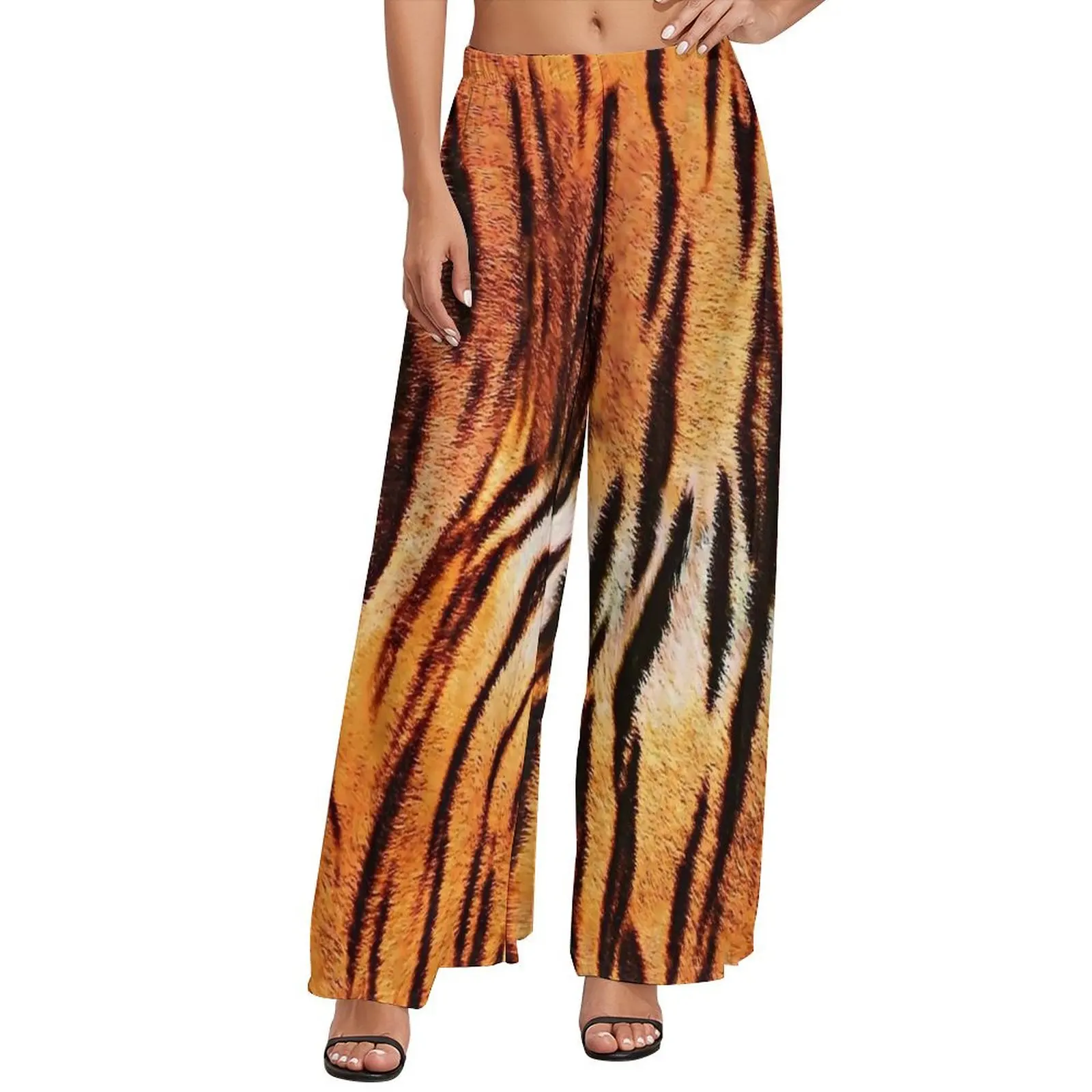

Tiger Animal Print Pants Ladies Aesthetic Trousers Elastic High Waist Home Wide Pants Birthday Present