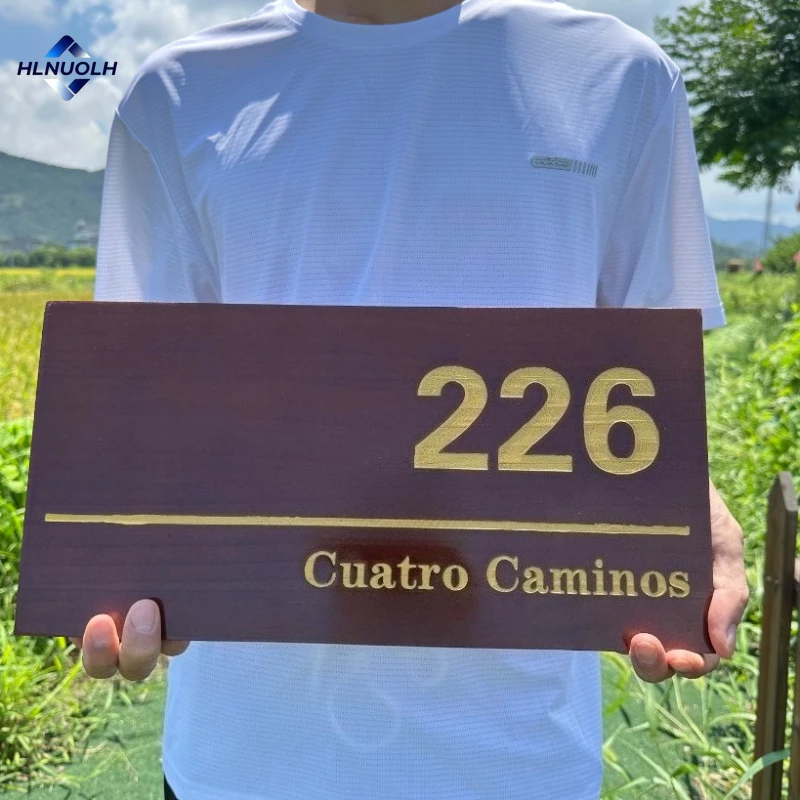 Targhe per porte personalizzate Targhe per case in legno Indirizzo dell'appartamento Targhe con nome di famiglia Numero civico personalizzato Ebraico in qualsiasi lingua