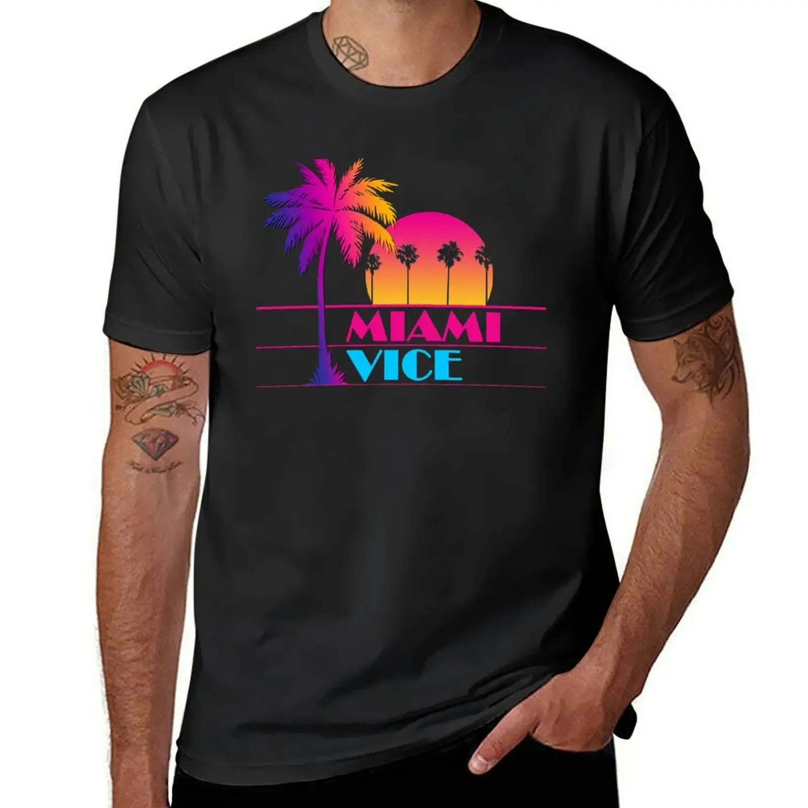 Miami Vice - Clean 80s design T-Shirt custom shirt tees funny costumes anime clothes mens funny t shirts