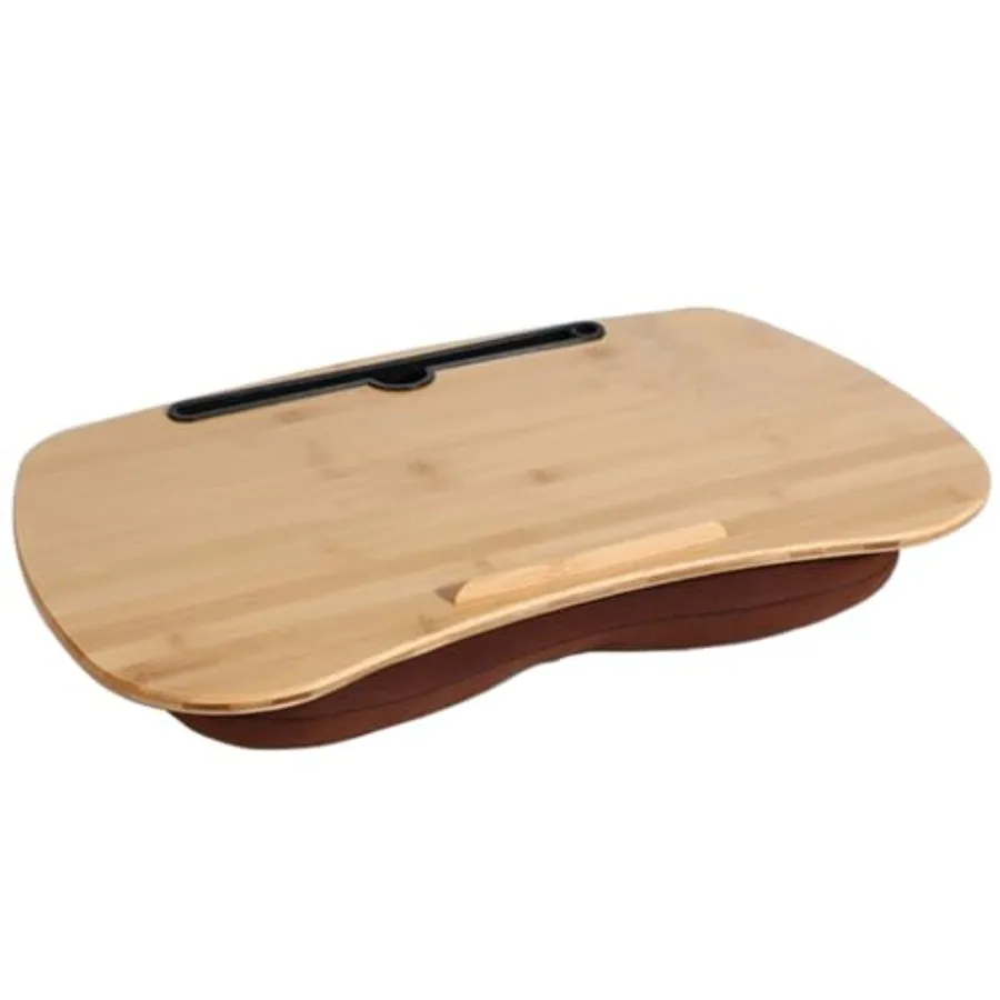 

Lap Desk for Laptop with Cushion Fits up to 18 inch Bamboo Computer Laptop Stand with Phone Holder Anti-Slip Stopper
