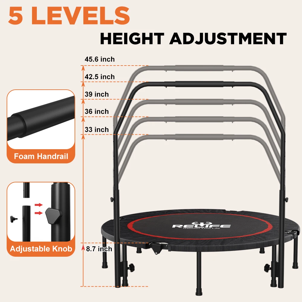 Reflife الرياضة طوي الترابولين اللياقة البدنية للبالغين والأطفال ، Rebounder مصغرة ، تمارين القلب تجريب ، 48"