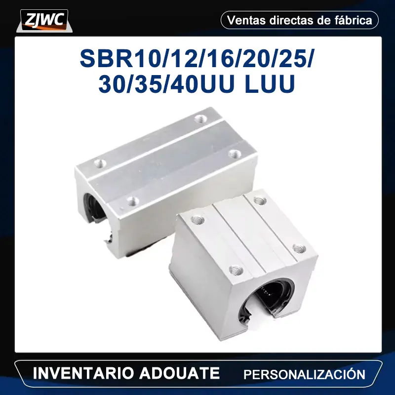 1 unidad SBR10UU SBR12UU SBR16UU SBR20UU SBR25UU bloque de rodamiento lineal de bolas deslizador lineal de 12mm para enrutador CNC carril guía lineal SBR
