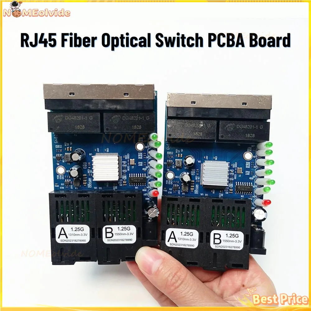 1Pcs 24V Reverse POE Pcbafast Erheet 2F4E 10/100M Ethernet 2 Port SC 25KM 4 UTP RJ45 Fiber Optical Switch PCBA Board