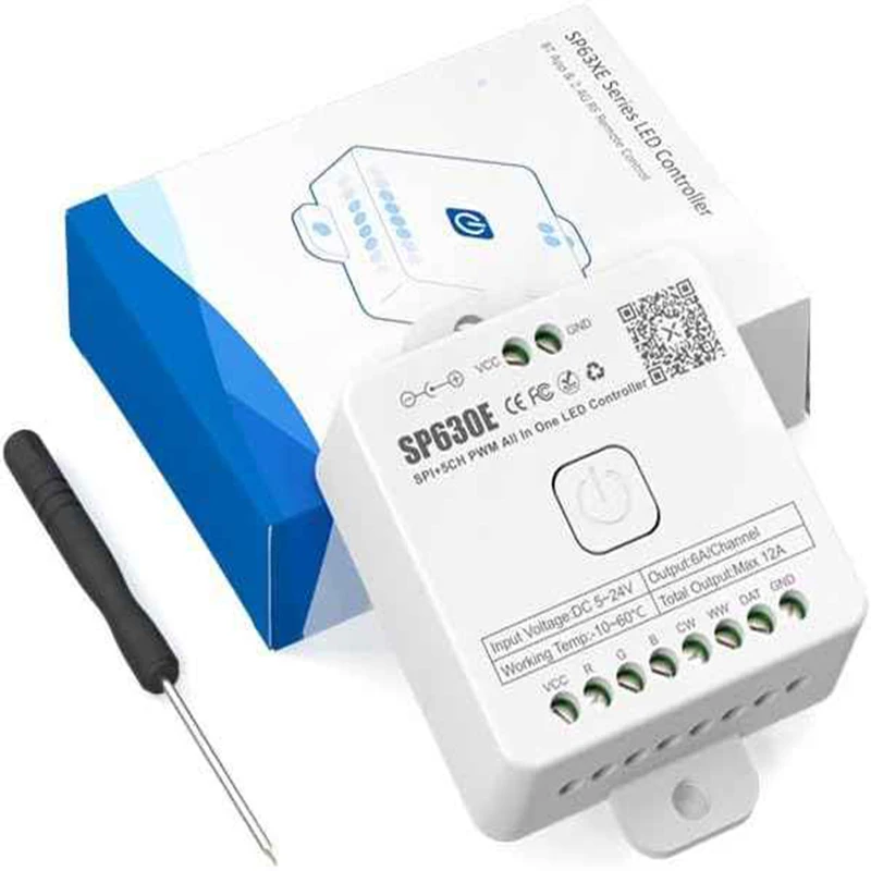 SP630e Spi  Led Controller Rgbic Rgbcct Rgbw Rgb Cct 5v 12v 24v Cob Pwm Pixel LED Strip Bluetooth Music Controller