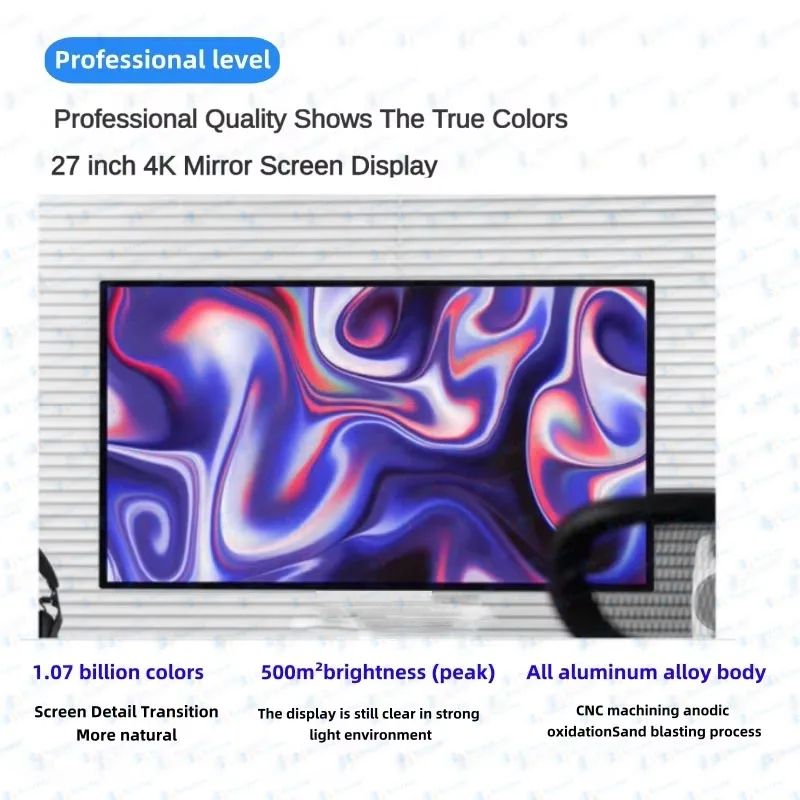 Layar 27 Inci 3840*2160 4k IPS Monitor HDMI2.0+DP1.4+USB2.0 Layar GLOSSY Tipe-c Aluminium P27U Sederhana dan Bergaya Lubang