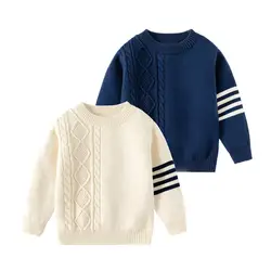 2024 Autumn Winter Children Boy Knitted Sweater Long Sleeve Stripe Kids Boys Pullover 1-6 Years Toddler Baby Boys Jumper