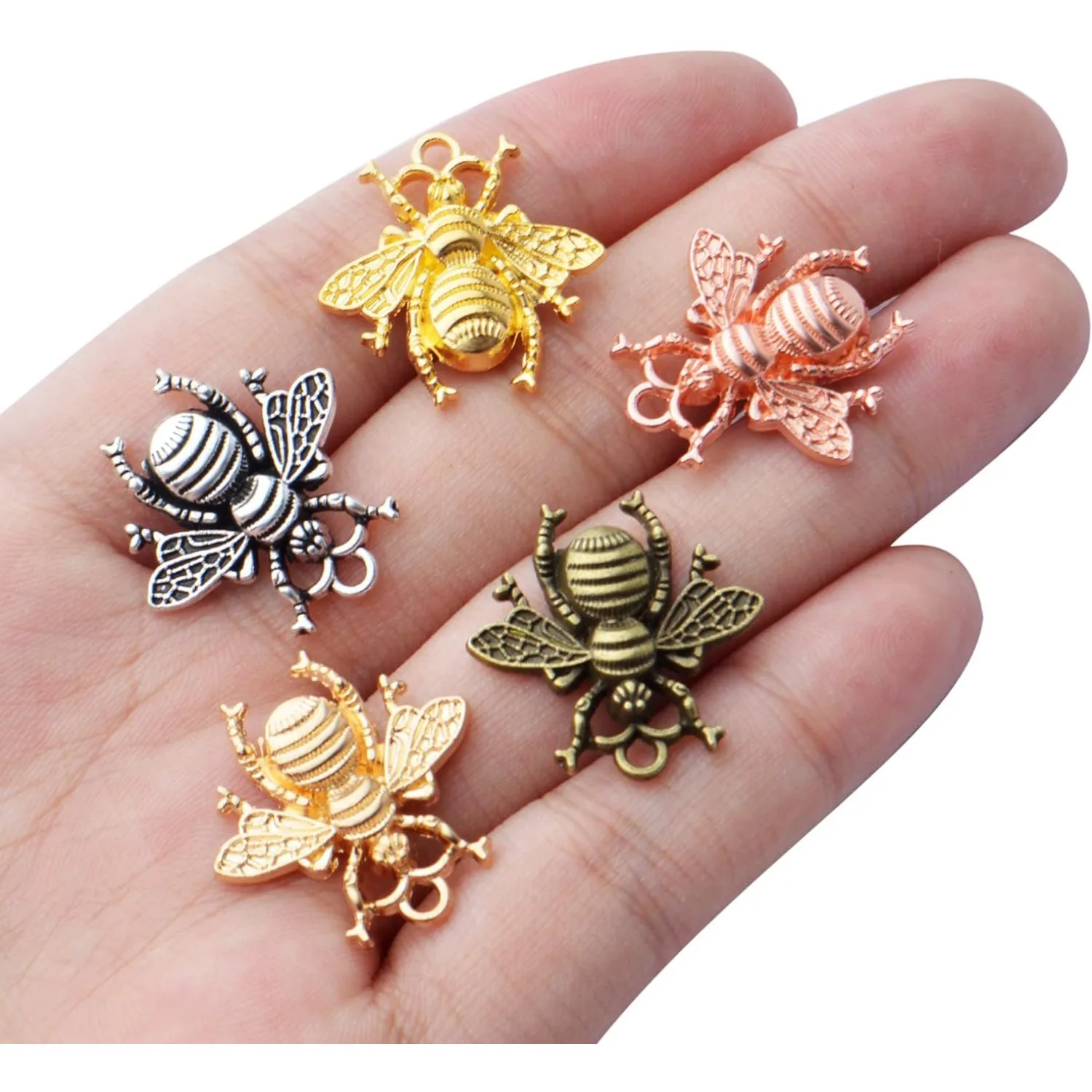 50 قطعة سبائك النحل سحر نحل العسل سحر المعلقات الحشرات قلادة DIY بها بنفسك مجوهرات الحرفية صنع الإكسسوارات ، 21 مللي متر × 20 مللي متر ، 5 ألوان