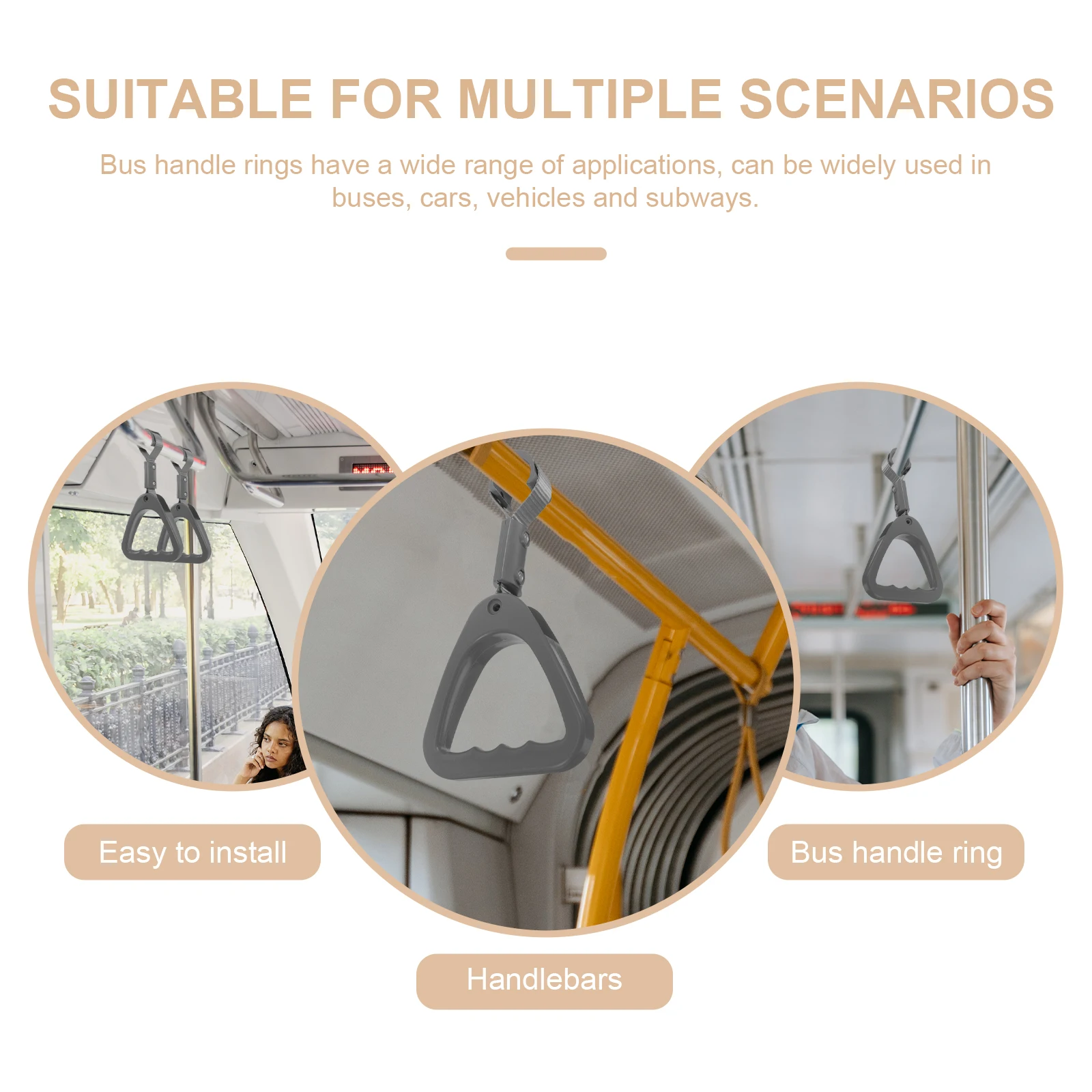 

Gray Triangle Car Bus Handle Ring For Bus Subway Plastic ABS Lightweight Tools Subway Handle Ring Parts