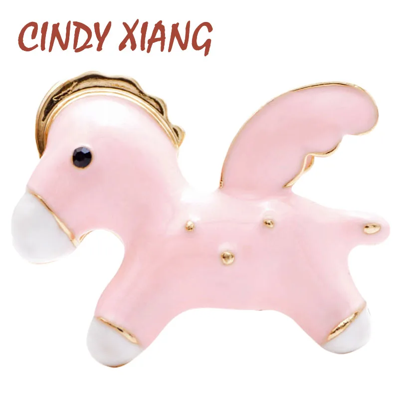 CINDY XIANG 2 Colors Choose Small Cute Flying Horse Ponny Brooch Carton Pin Fashion Jewelry Kids Good Gift New 2019
