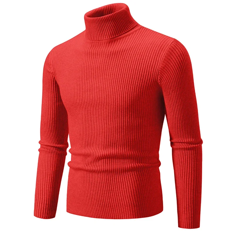 Men\'s High Neck Sweater  Pullover Knitted Warm Casual Men Clothing