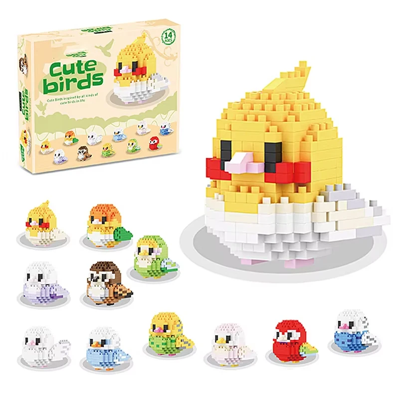 

Moe Bird Series Building Blocks Model Cartoon Cute Parrots Sparrows Animal Assembly Bricks Home Decoration Toy Gift For Boy Girl