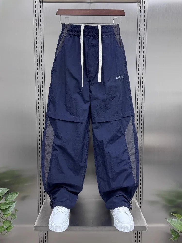 

High-End Men's Qui-Dry Thin Sport Pants Summer Vintage Patchwork Workwear Casual Sun Protection Windbreaker Trousers