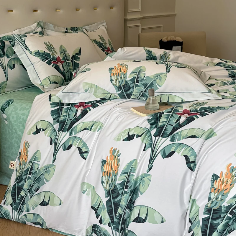 Egyptian Cotton 3pcs Duvet Cover Set Including 2 Pillowcases New Nordic-style Printed Bedding Soft Skin-friendly and Breathable