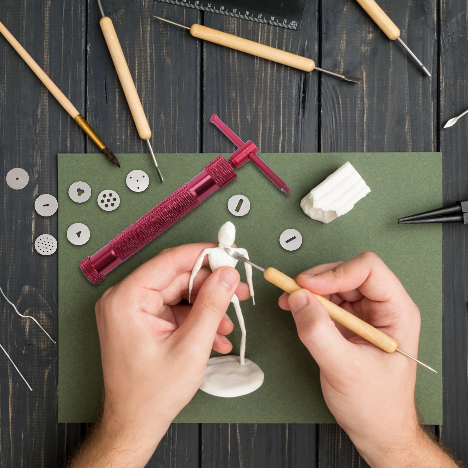 

Clay Extruder Tool Set Stainless Steel Discs For Polymer Clay Ceramic Fondant Cake Soap Making Crafts Noodles Mold Tools