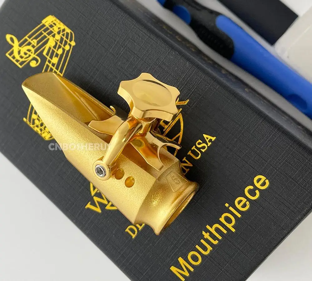 high quality screw Metal Saxophones Mouthpiece For Soprano Saxophone Satin Gold plated 5 - 9