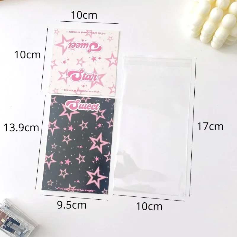 5 Sets Y2K Sweet Kpop Star Photo Card Holder Korean Card Head Card Back Opp Bag Set DIY Packing Photoard Material Protector