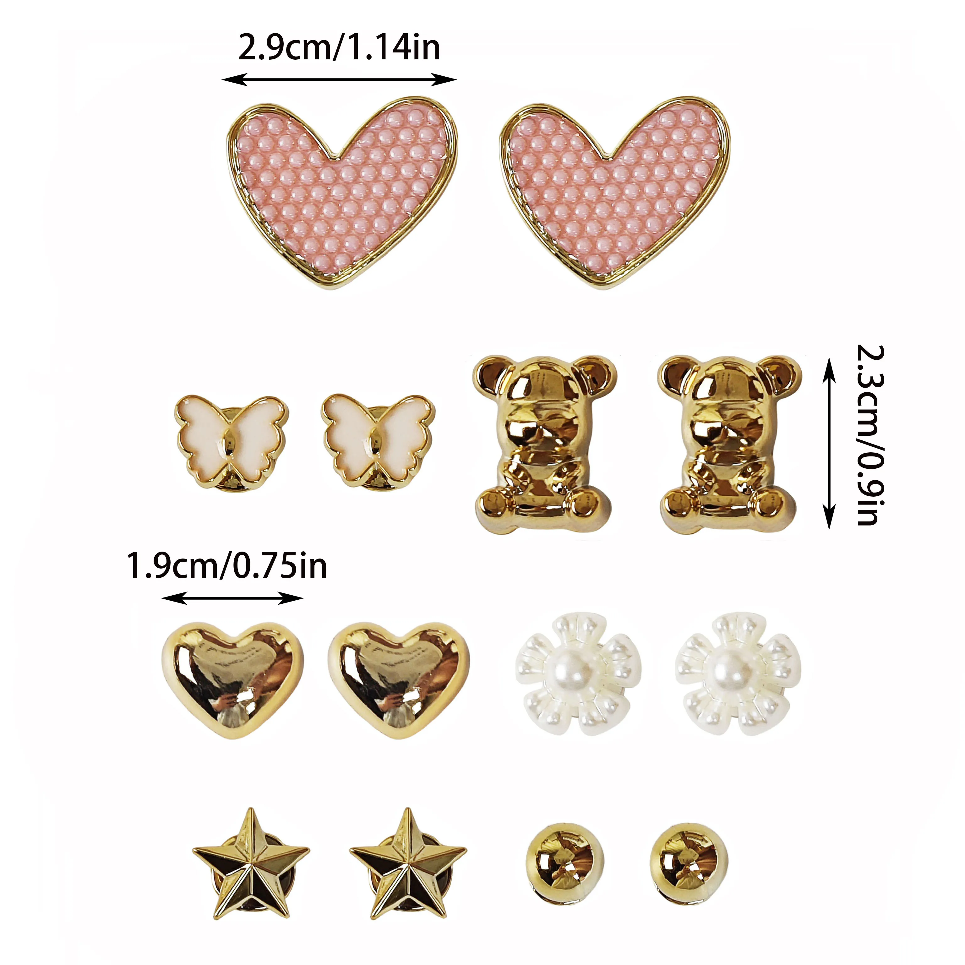 14Pcs DIY Shoe Decoration Charms: Butterfly, Bear, Flower, Heart-Shaped Decorative Clips, Summer Seaside Fresh Style, Faux Metal, Non-Fading, Y2K Fashion, Versatile, Cute and Personalized for Both Men and Women, Suitable for Eva Beach Shoes, Sandals, Garden Shoes, Removable Shoe Decorations, Holiday Gifts