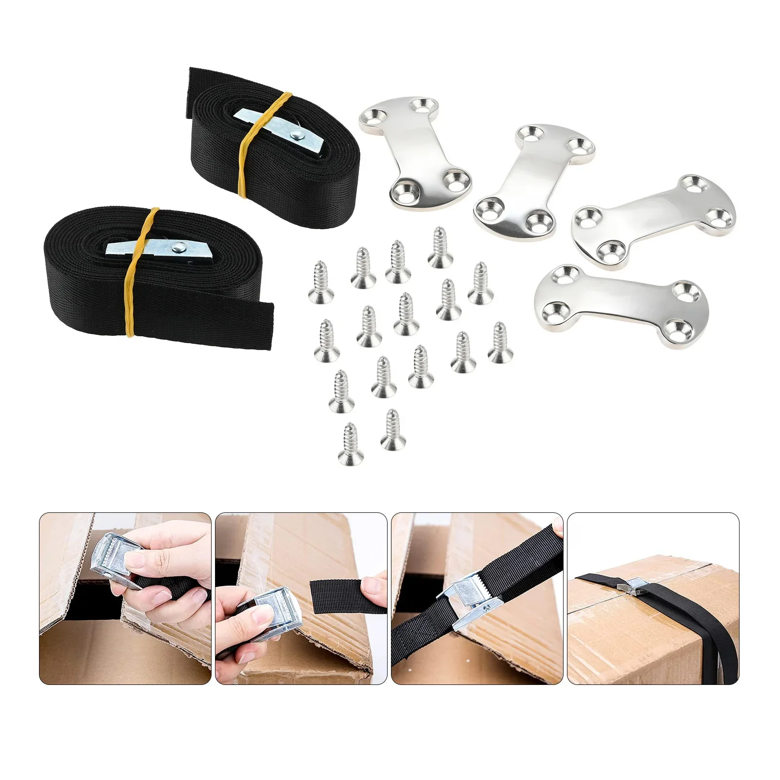 2Pcs 79in Universal Battery Cooler Tie Down Nylon Lashing Straps with Cam Buckles Kit for RV Boat Ship Deck Truck Camper Toolbox