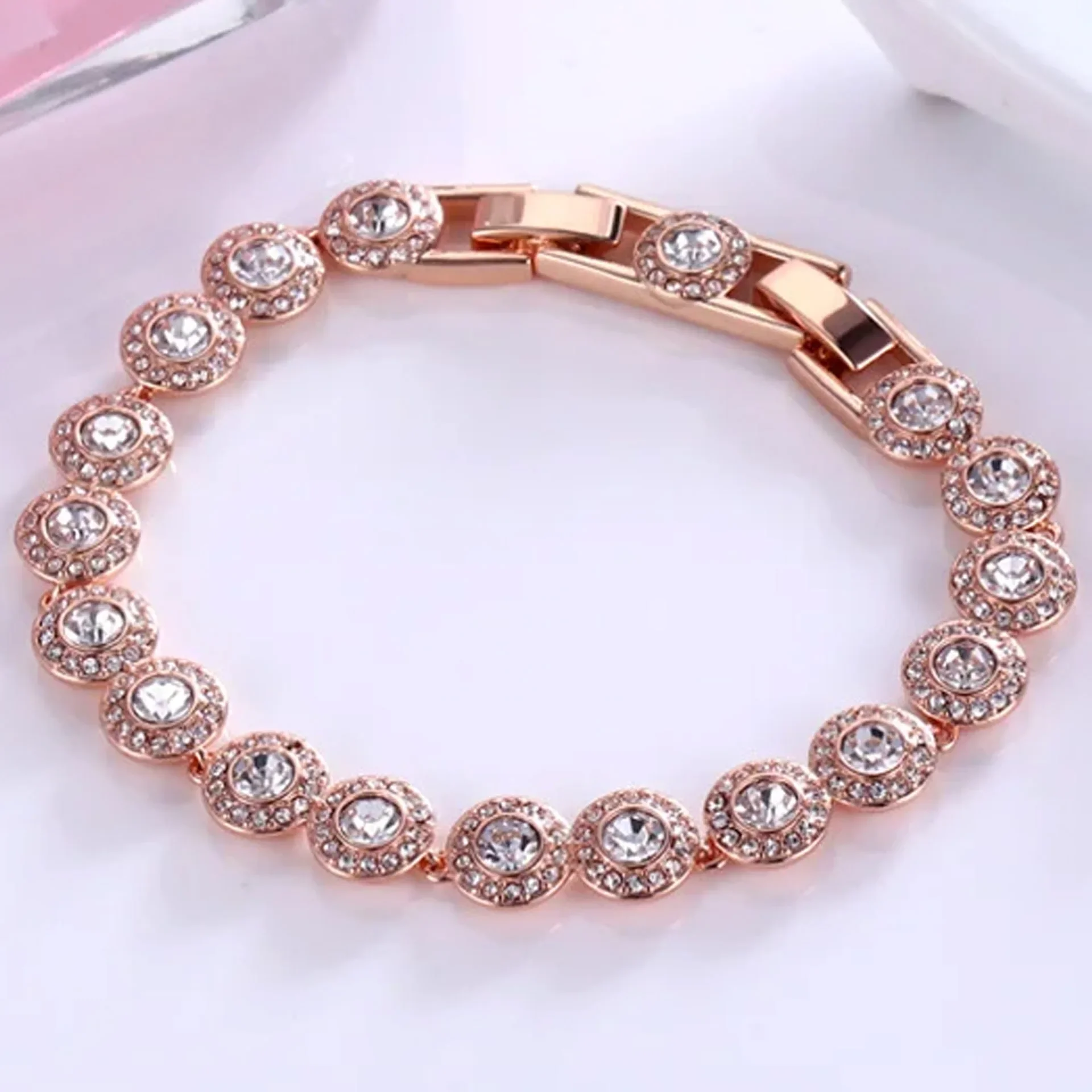 2025 Nieuwe Originele Ronde Waterdruppel Kristal Hoge Sieraden Set Mode Dazzling Dames Armband Oorbel Ketting Ring Huwelijkscadeau