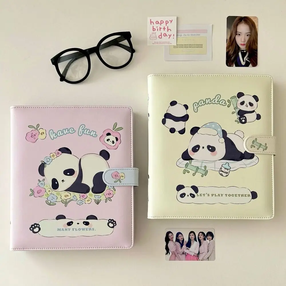 High Quality A5 Photo Album Cartoon Panda 6-hole Loose-leaf Binder Photo Album PU Leather 3 inch Small Card Storage Gift