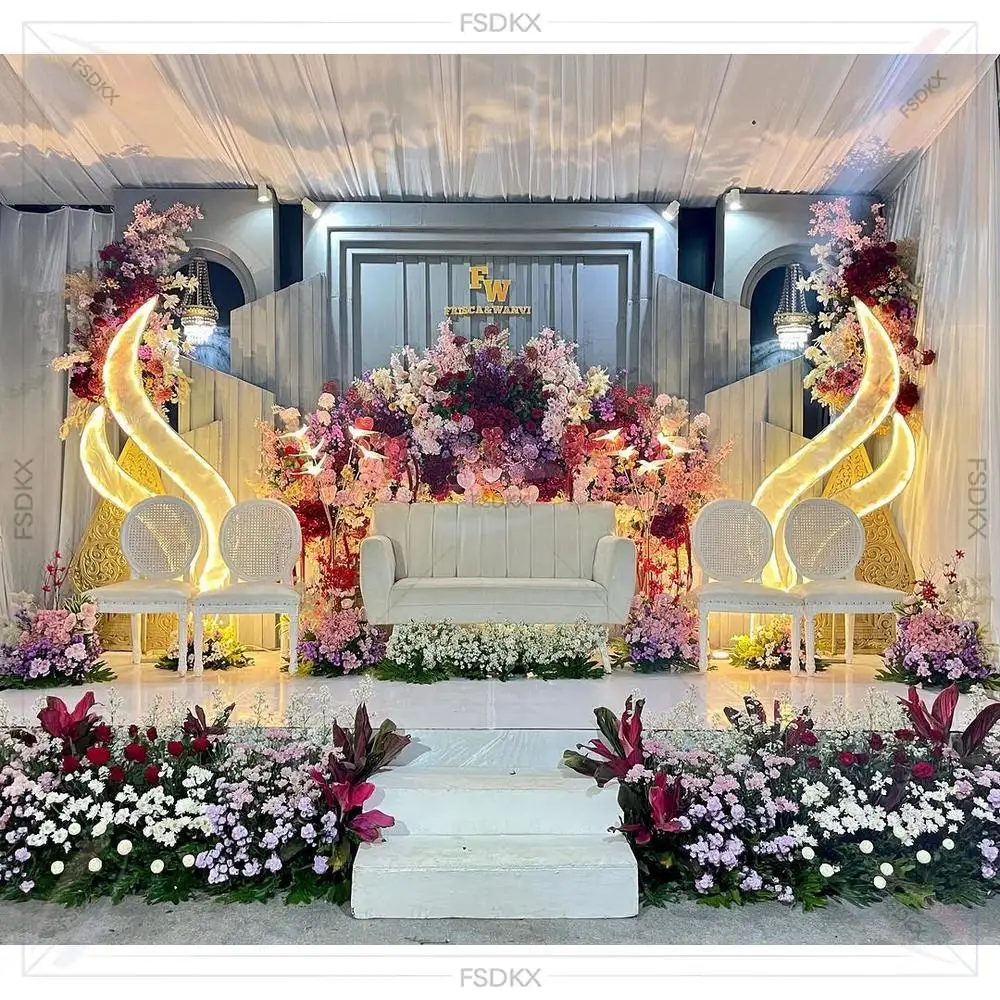 Modern Arch Carving Event Party Decoration White Background Wedding Stage Pvc Backdrop Arch