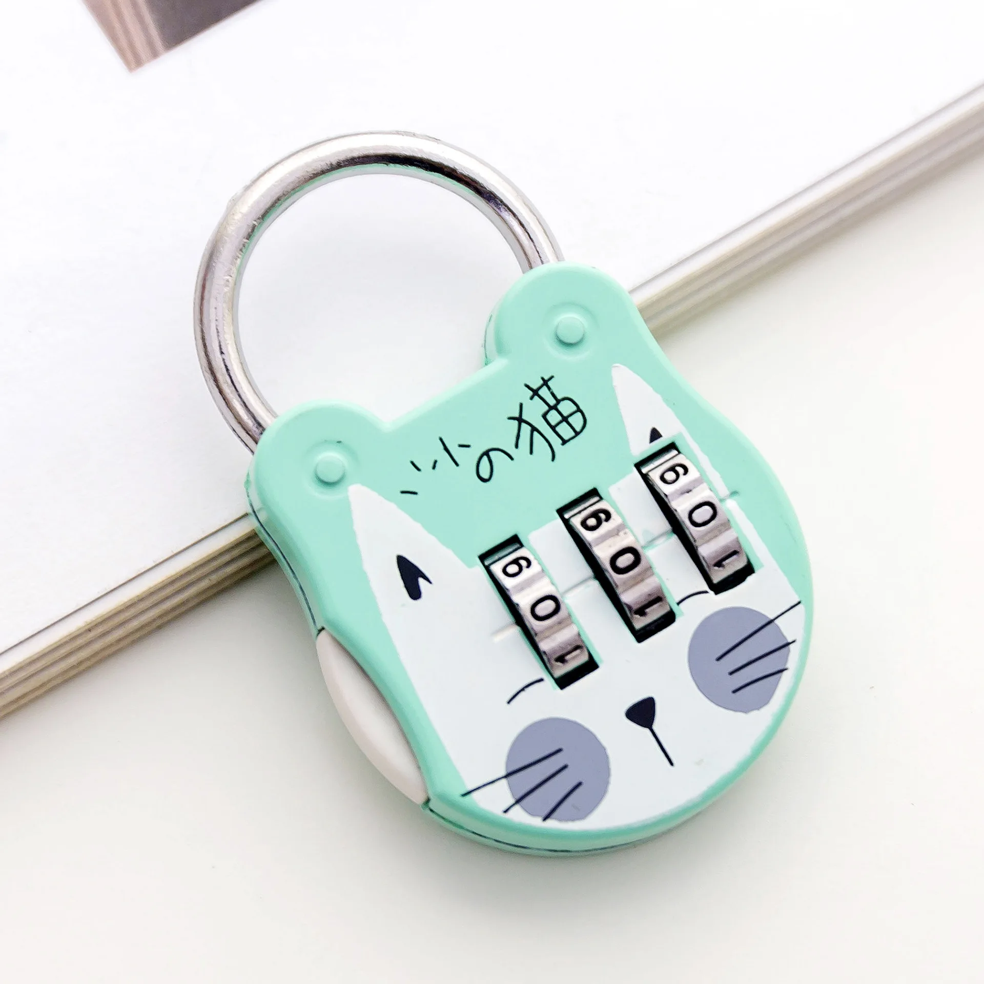 1Pc Luggage Travel Digit Number Code Lock Cute Cat Mini Keyed Padlock Safe Lock for Journal Notebook Handbag Locker Travel Locks