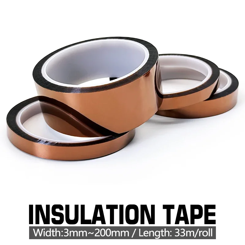 Heat Resistant Polyimide Adhesive Tape 33M Roll High Temp Insulation Tape for BGA PCB 3D Printing Protection