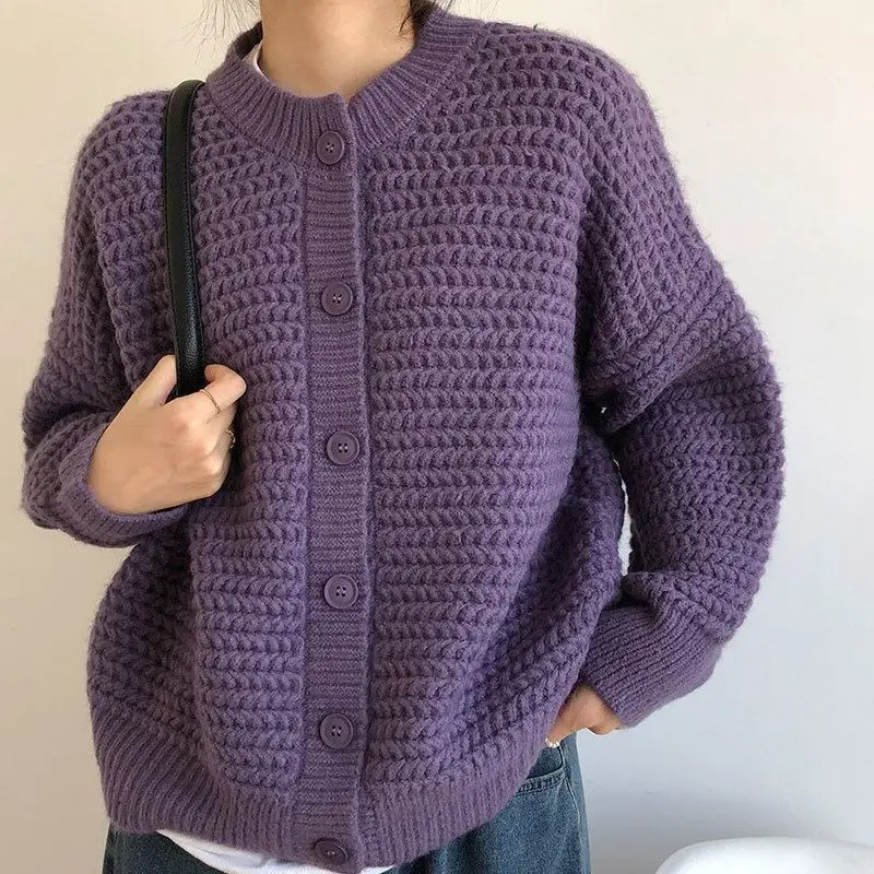 Autumn and Winter Fashion New Women's Elegant Knitted Cardigan Sweater Thickened Warm Casual Long Sleeve Sweater