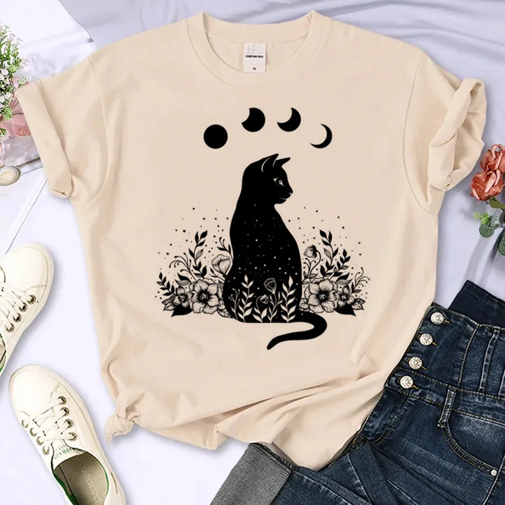 

Funny Cat Print top women anime Japanese top female Japanese designer clothing