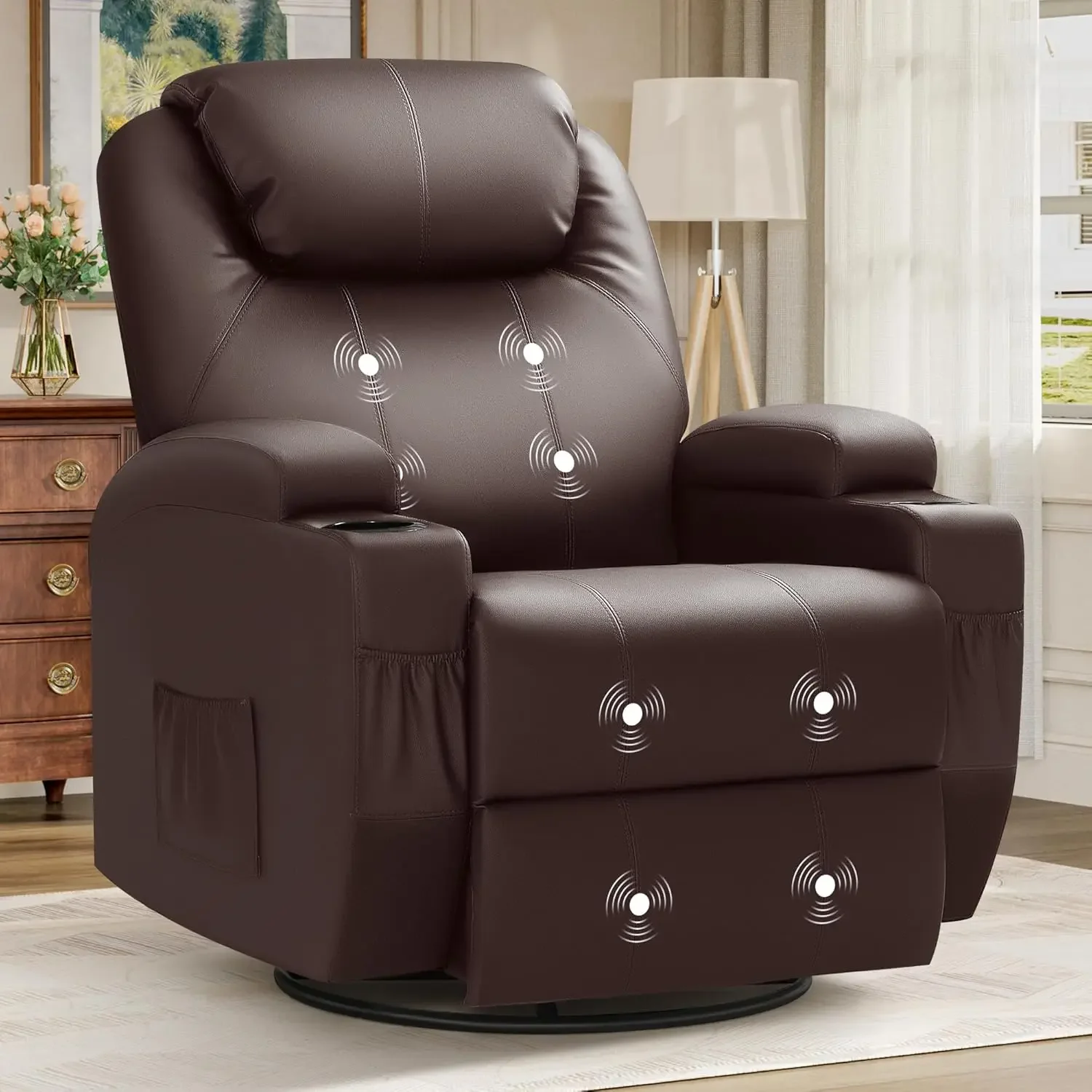 Recliner Chair, Rocking Massage Chairs, Home Reclining Sofa Chair, PU Leather, Ergonomic Living Room Chair