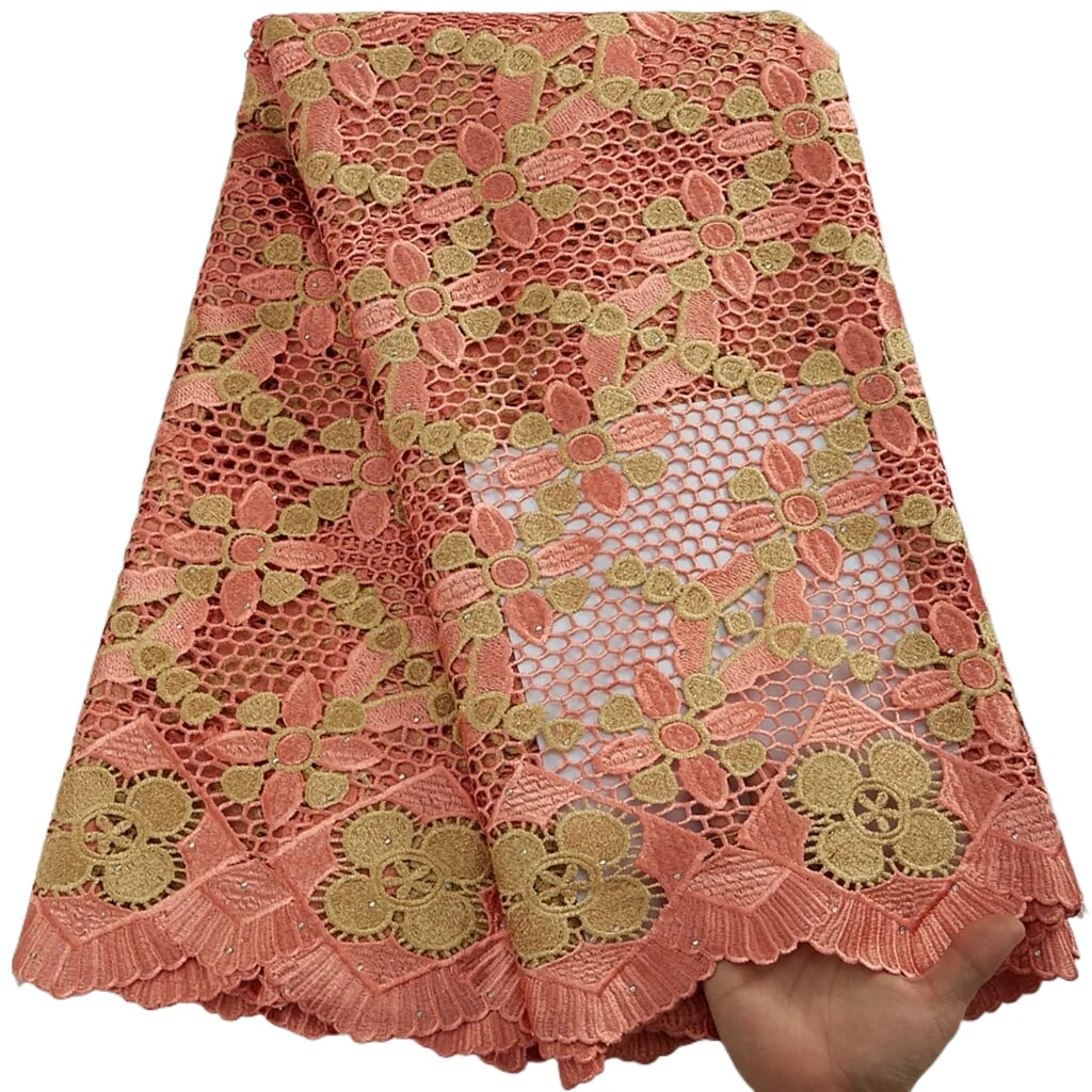 Guipure Cord Lace Fabric 2024 High Quality African Nigeria Lace Fabric Wedding Party For Women Wedding Elegant Party DressTY3282