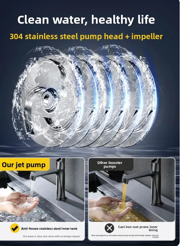 Stainless Steel Automatic Inverter Booster Pump Silent Self-Priming for Home Water Supply