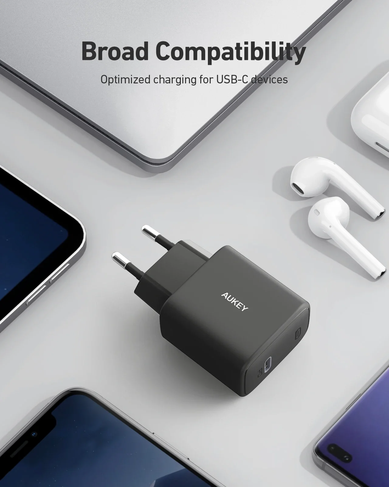 AUKEY PA-F1S سويفت 20 واط USB C شاحن سريع للهاتف طوي التوصيل وتسليم الطاقة 3.0 PD مهايئ شاحن USB C الجدار شاحن