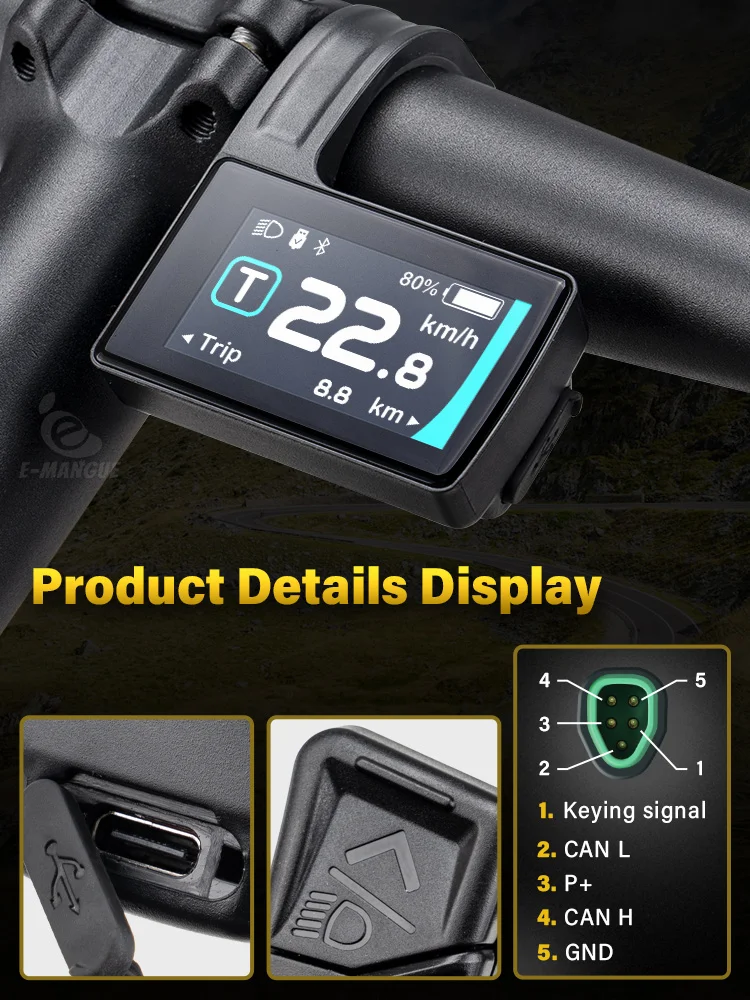 Bafang DPC245 TFT LCD Display 0-6 Modi Bluetooth 5.1 Tachometer für Bafang Mittelmotor CAN Protokoll M510 M600 M560 M510 M420 – Detail 4