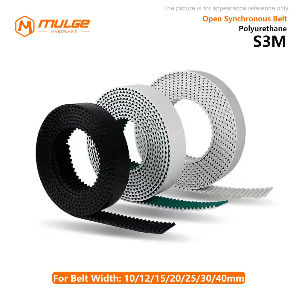 S3M PU Open belt Three Colors Width: 10/15/20/25/30/40mm Timing Polyurethane Transmission Belt For 3DPrinters Etc