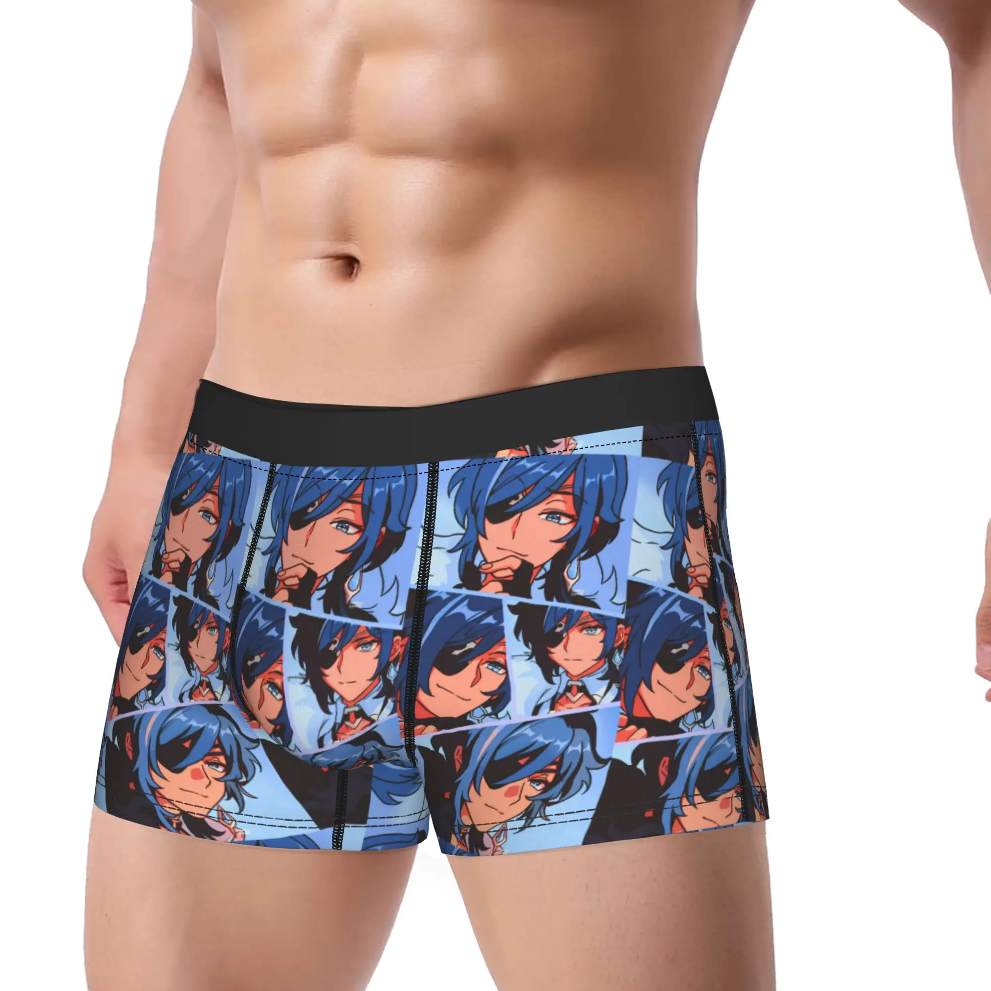 Genshin Impact Game Printed Trunk Kaeya Alberich  Pouch Underwear Hot Sale Boxer Brief Breathable Men Underpants Plus Size 2XL