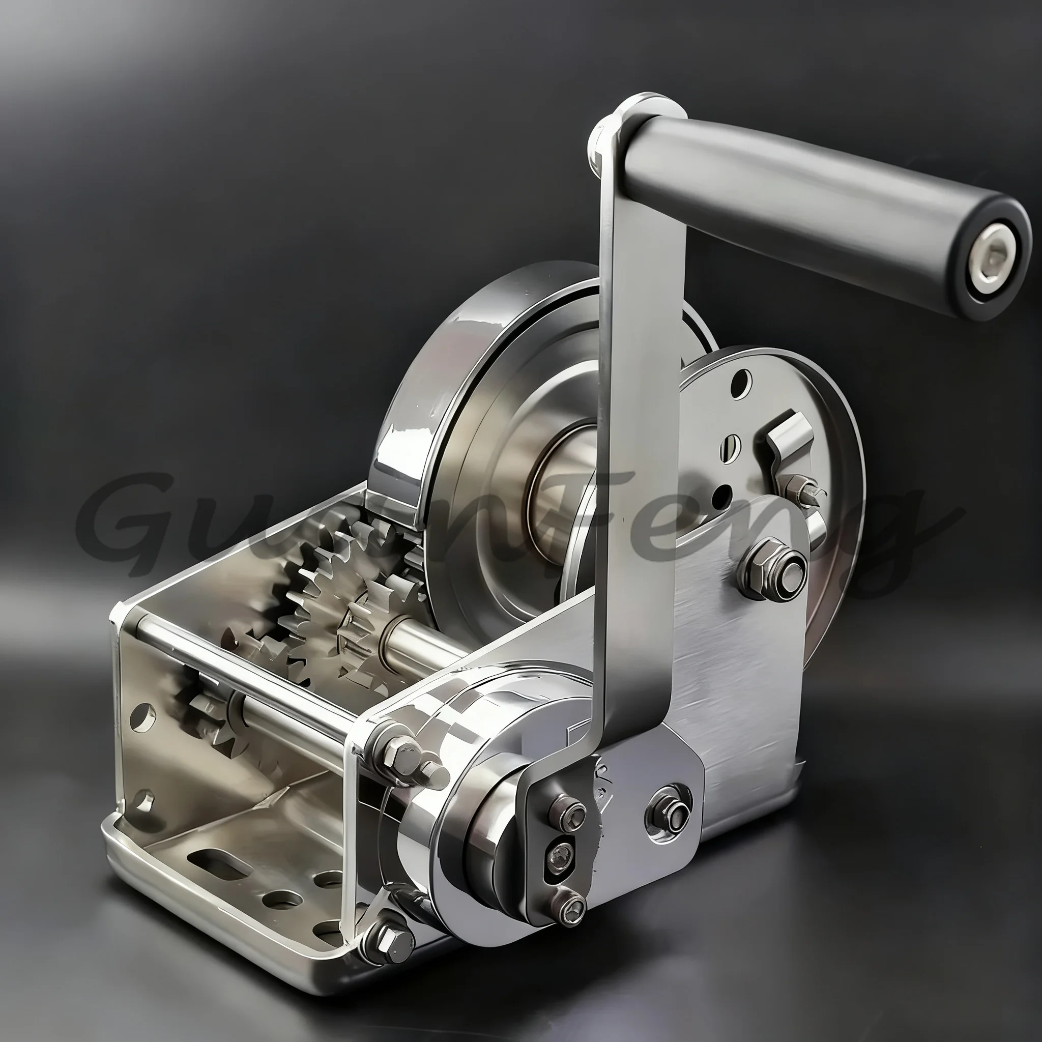 Manual Hand Crank Winch 304 Stainless Steel Bidirectional Self-Locking for Marine Outdoor Pulling Work
