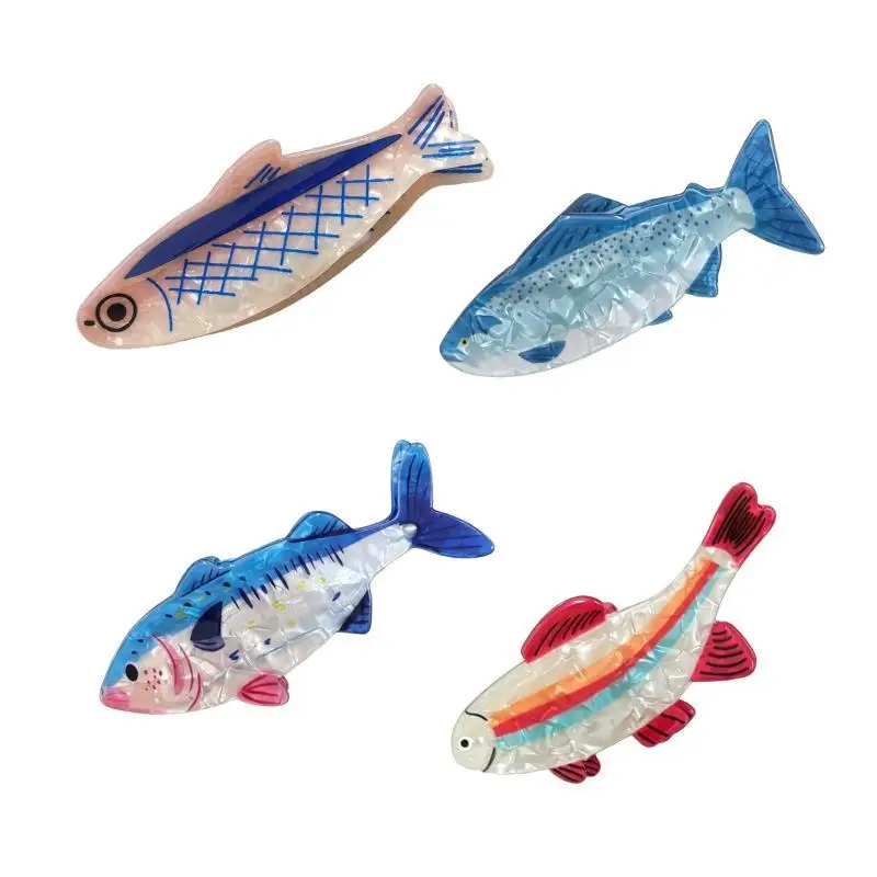 Acrylic Tropical Sea Fish Hair Clip Non-Slip Thick Hair Compatible Small Claw Hairpin Thin Hair Compatible All Hair Types Barret