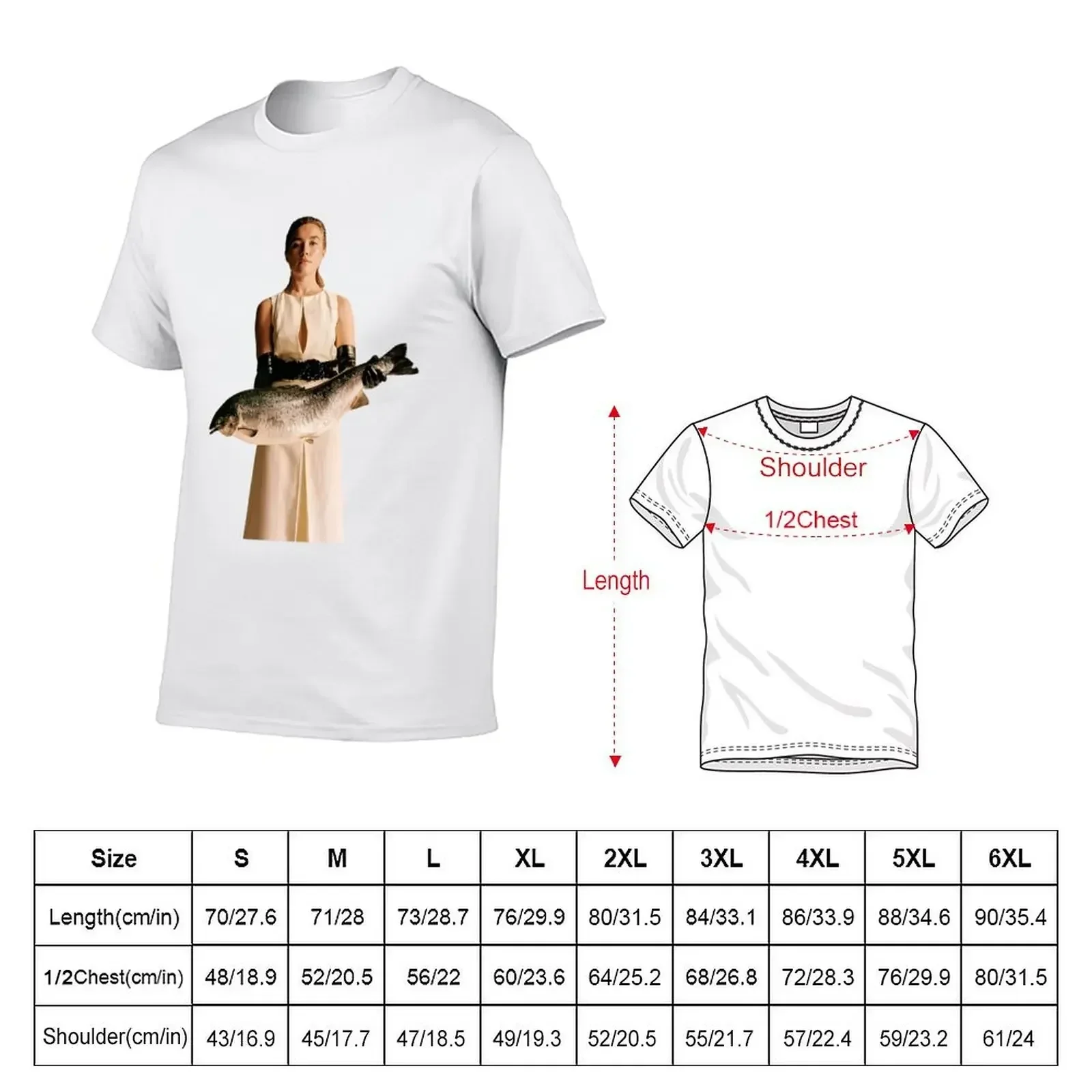 Florence Pugh White Dress Fish T-Shirt Basic Tee Shirt for Everyday Outfit