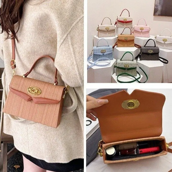 

Винтажная сумка-тоут, структурированная компактная модель с полированной фурнитурой, трансформируется в сумку через плечо и кроссбоди, новинка 2026 года