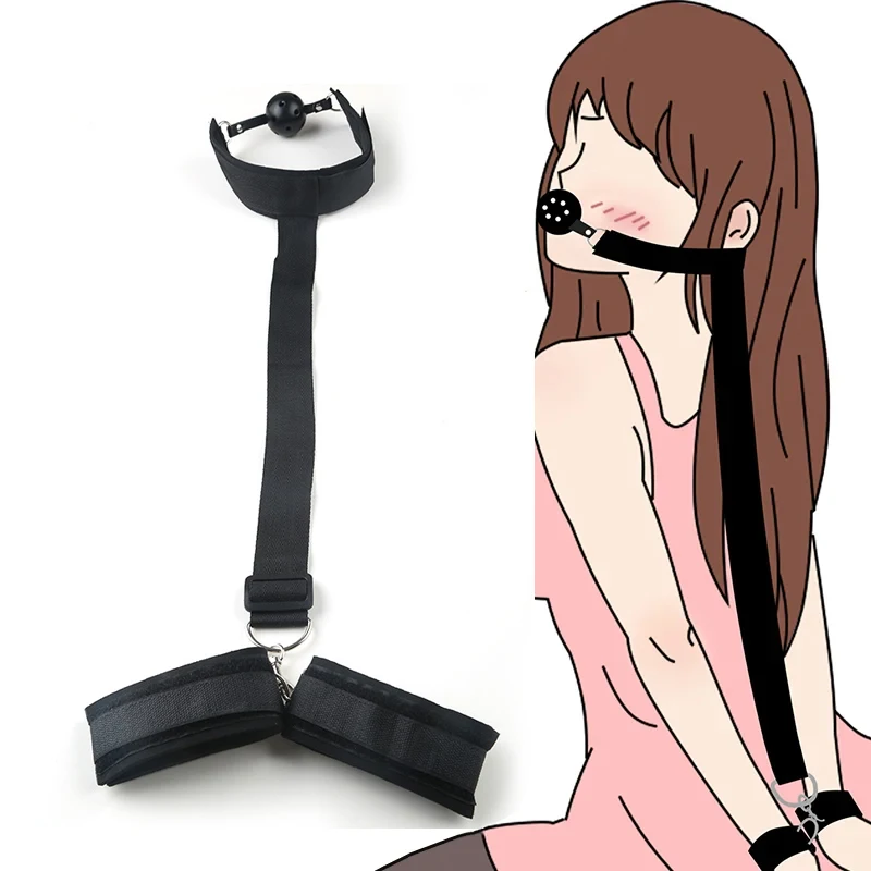 طوق الرقبة أصفاد المعصم الفم الكمامة المكونات BDSM عبودية مجموعة ألعاب مثيرة للمرأة الأزواج منتجات جنسية الكبار المثيرة ضبط النفس
